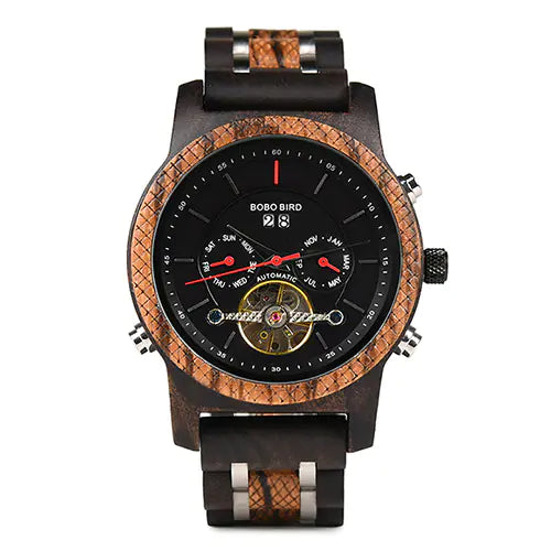 Automatic Tourbillon Mechanical Watch - BOBO BIRD Wood