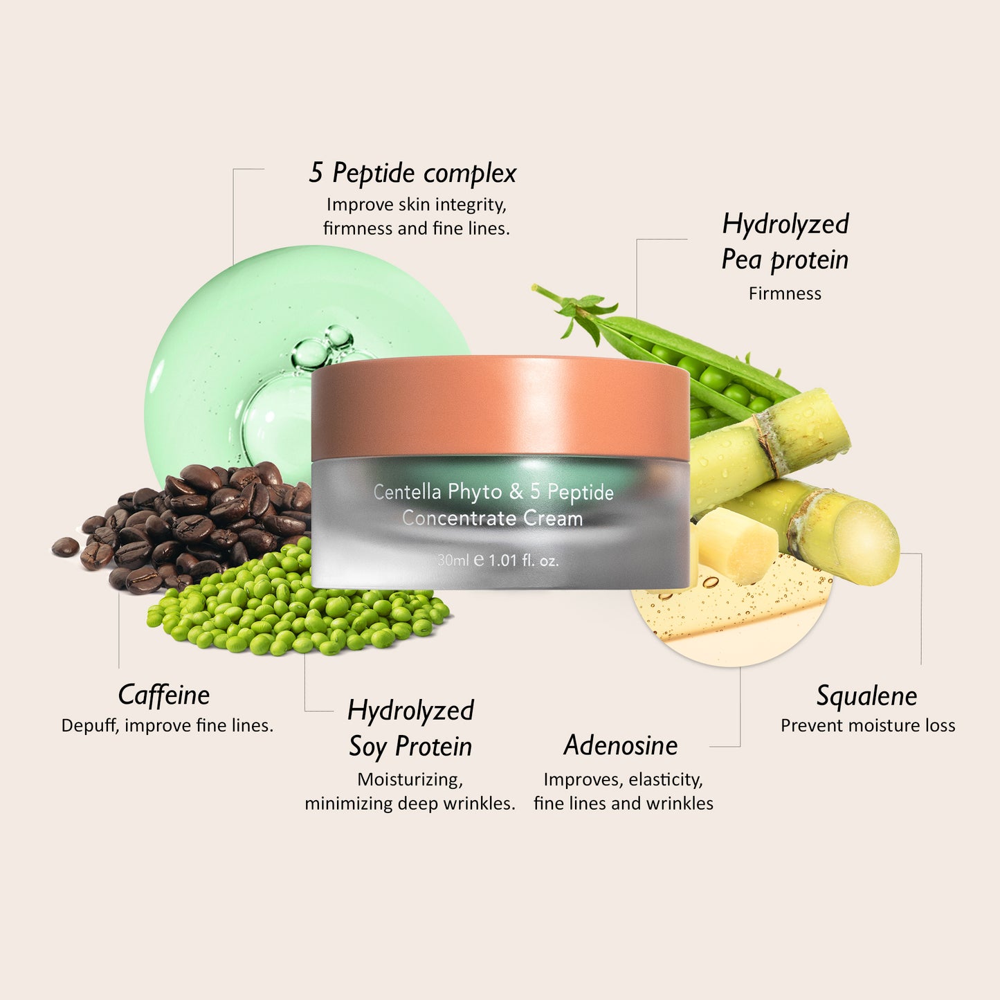 Centella Phyto & 5 Peptide Concentrate Cream - 3Size