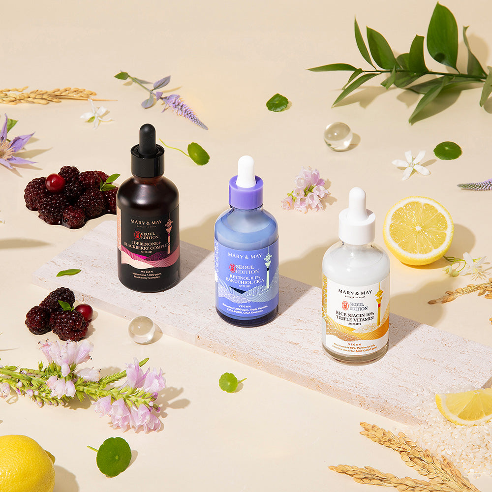 Idebenone+Blackberry Complex Serum_80ml+[Mary&May] Rice niacin 10% Triple Vitamin Serum 80ml+[Mary&May] Retinol 0.1% Bakuchiol Cica Serum 80ml