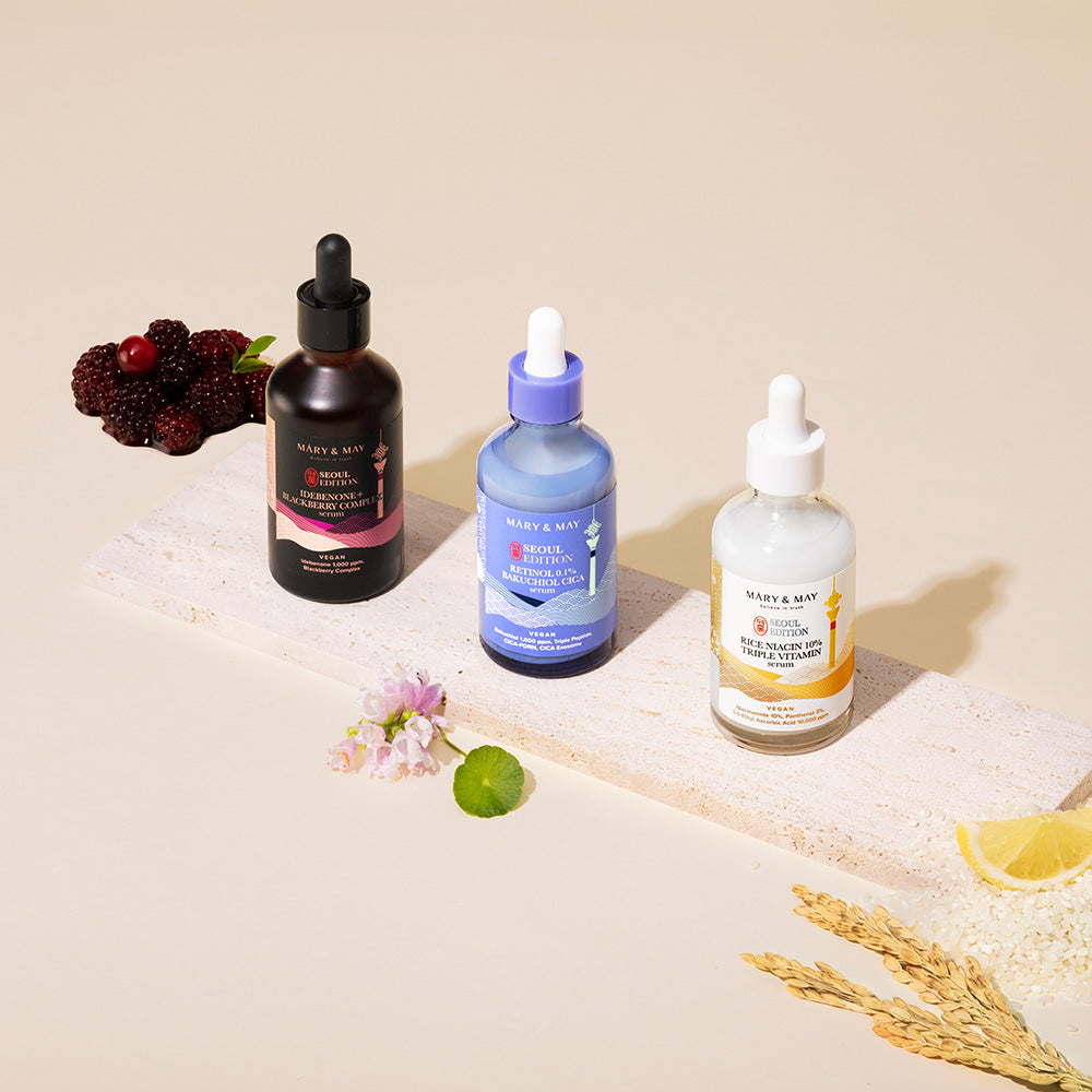 Idebenone+Blackberry Complex Serum_80ml+[Mary&May] Rice niacin 10% Triple Vitamin Serum 80ml+[Mary&May] Retinol 0.1% Bakuchiol Cica Serum 80ml