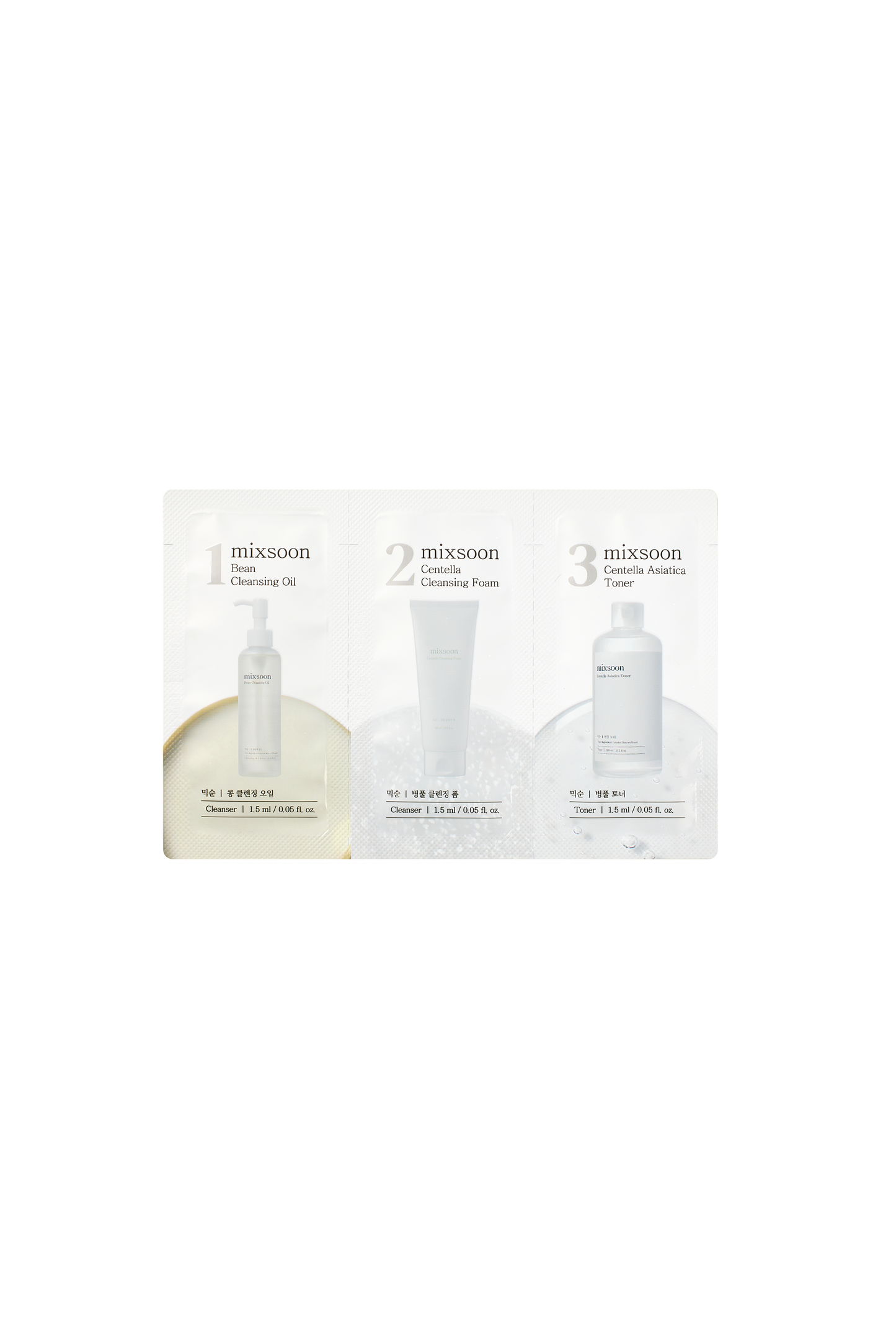 (Step 1,2,3) Bean Cleansing Oil, Centella Cleansing Foam, Centella Asiatica Toner Sachet [1.5ml*3ea] - 2