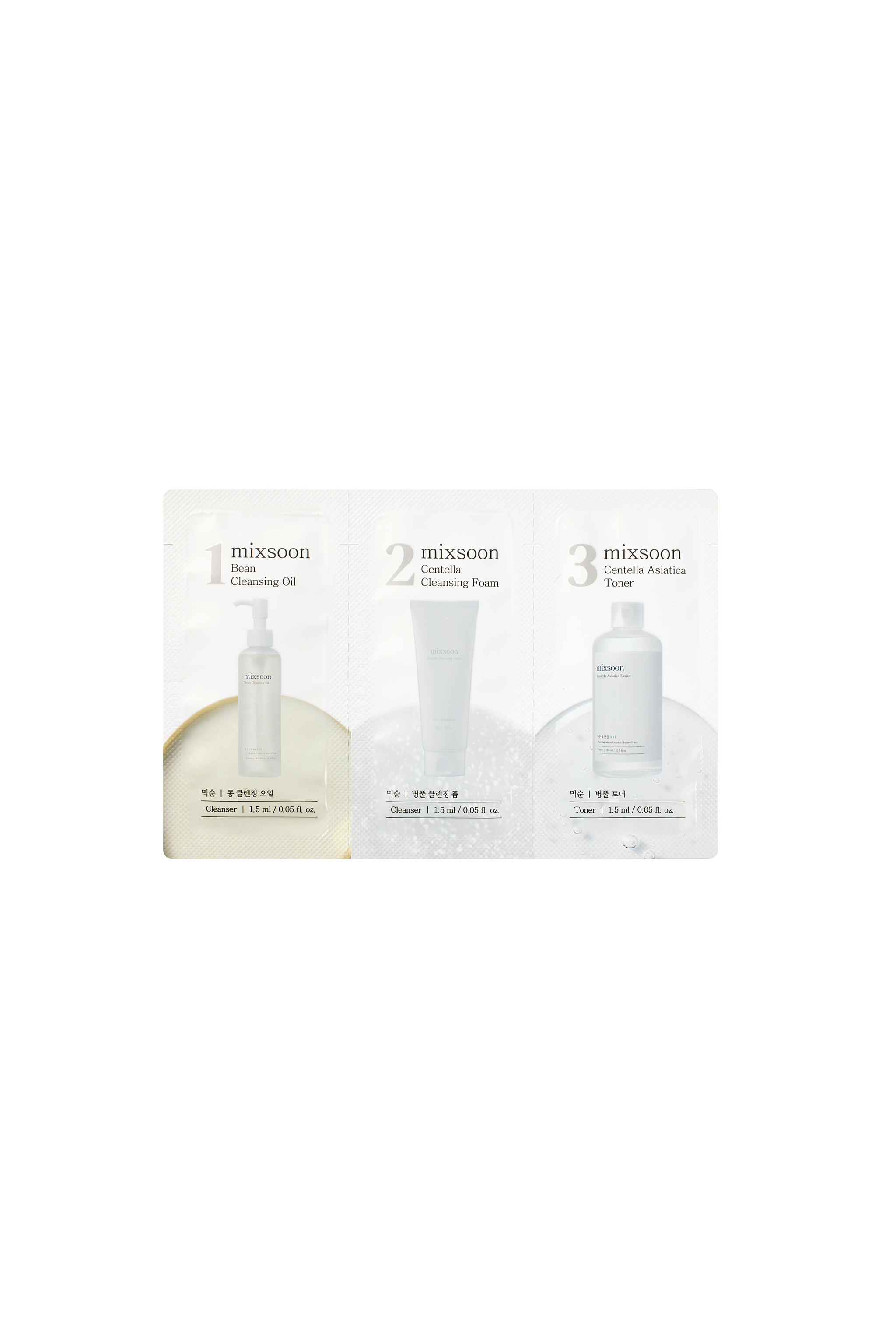 (Step 1,2,3) Bean Cleansing Oil, Centella Cleansing Foam, Centella Asiatica Toner Sachet [1.5ml*3ea] - 2
