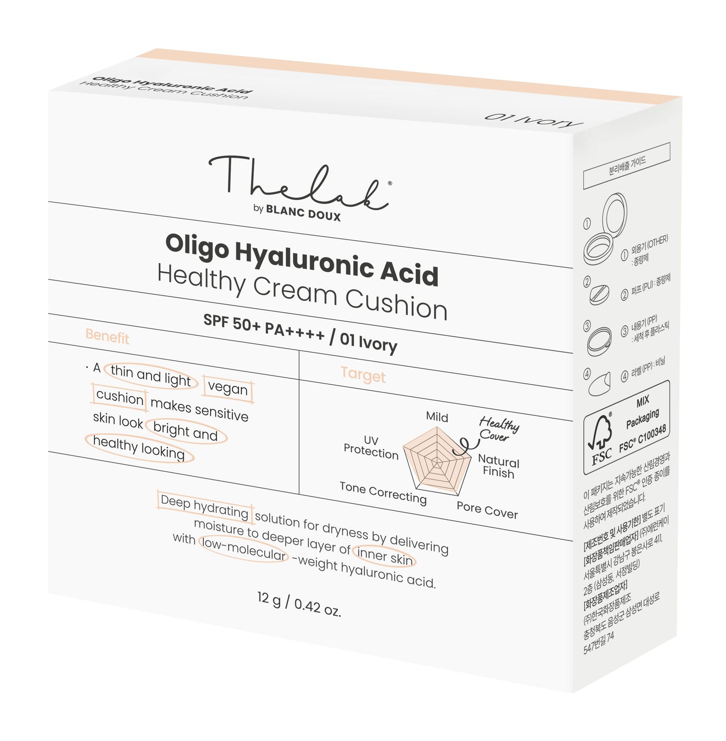 [THE LAB by BLANC DOUX] Oligo Hyaluronic Acid Healthy Cream Cushion - 2 Colors