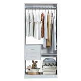 Compact Gray Closet Organizer with Drawers