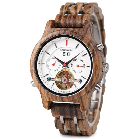 Automatic Tourbillon Mechanical Watch - BOBO BIRD Wood