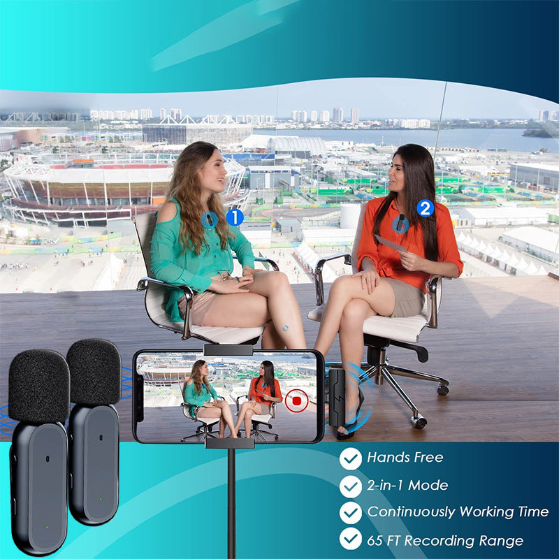 K61 Wireless Lavalier Microphone with Charging Chamber, Noise Reduction Mini Mic for TikTok Live Broadcast & Video Capture