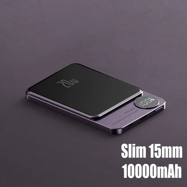 10000mAh MagSafe Magnetic Power Bank PD20W 15W Wireless Fast Charger, External Auxiliary Battery Pack for iPhone 15/14/13