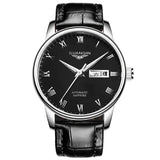 Men's Automatic Mechanical Watch with Leather & Steel Band