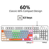 63 key portable 60% mechanical gaming keyboard RGB backlit compact mini gaming keyboard