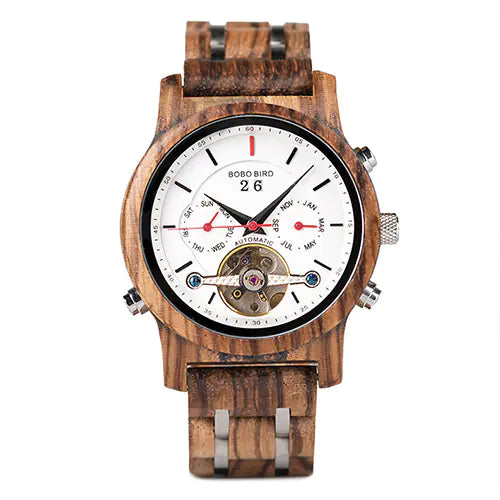 Automatic Tourbillon Mechanical Watch - BOBO BIRD Wood
