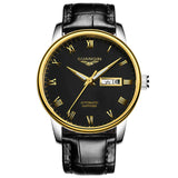 Men's Automatic Mechanical Watch with Leather & Steel Band