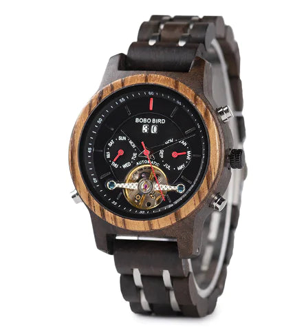 Automatic Tourbillon Mechanical Watch - BOBO BIRD Wood