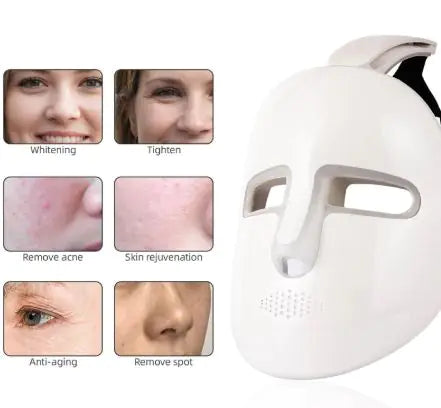 LED Color Light Visual Facial Mask with Charging Base & Magnetic Neckpiece