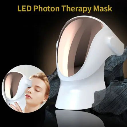 LED Color Light Visual Facial Mask with Charging Base & Magnetic Neckpiece