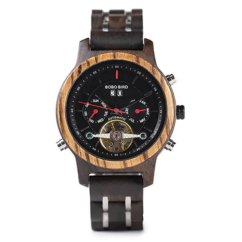 Automatic Tourbillon Mechanical Watch - BOBO BIRD Wood