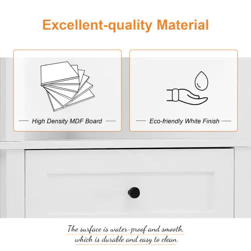 White Triangular Tall Cabinet With 3 Drawers And Adjustable Shelves For Bathroom, Kitchen Or Living Room