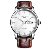 Men's Automatic Mechanical Watch with Leather & Steel Band