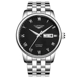 Men's Automatic Mechanical Watch with Leather & Steel Band