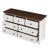 Wooden Captain Seven-Drawer Dresser For Bedroom, Living Room, Kids' Room, White Walnut